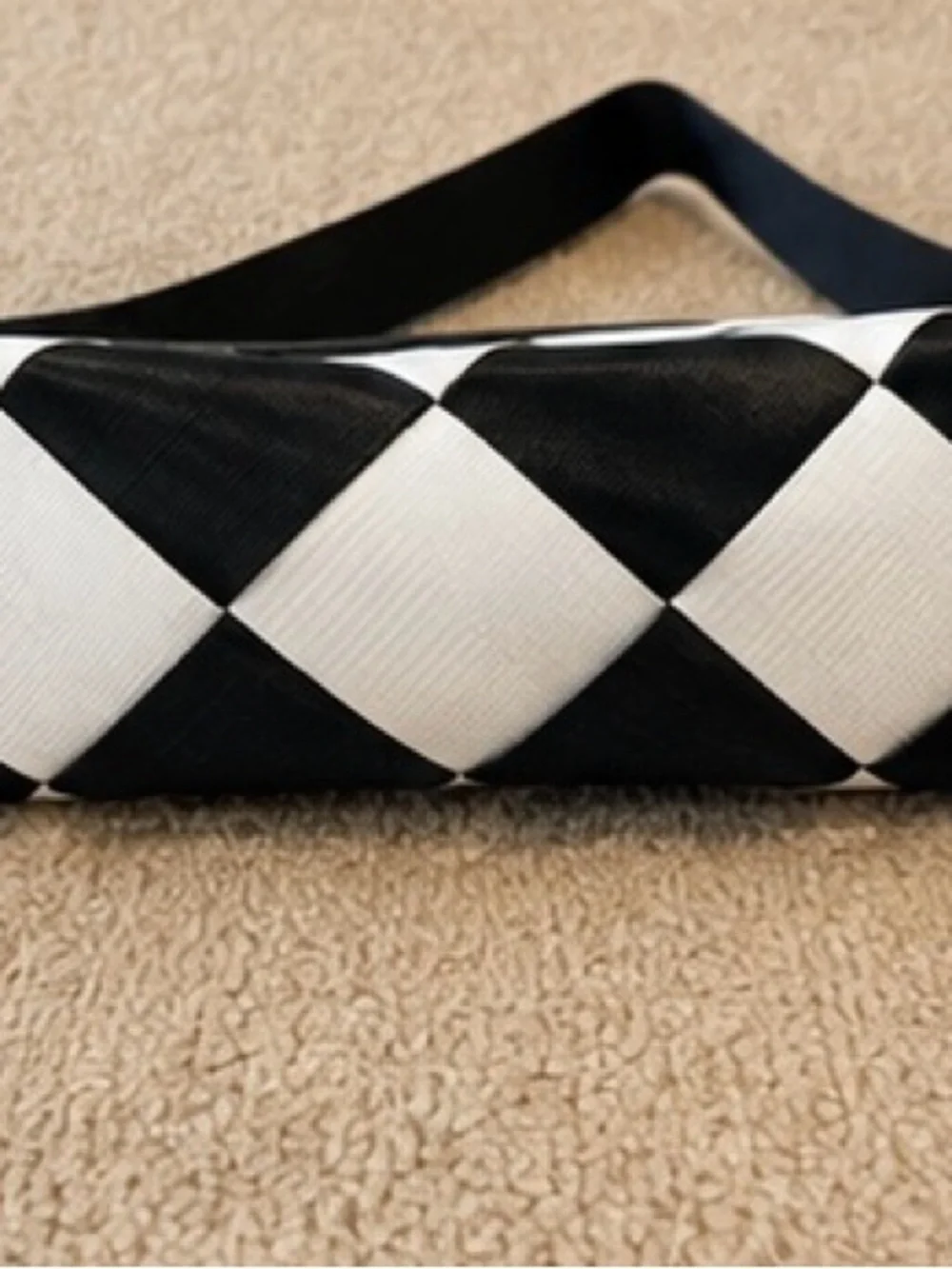 Vintage KUNNI Japan Black White Harlequin Woven Crossbody Bag Limited